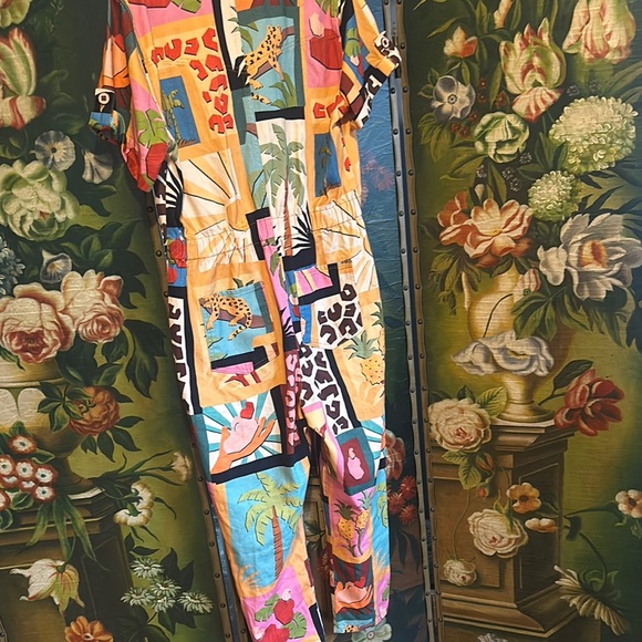Medium FARM Rio Colorful Abstract Pattern Jumpsuit - Picture 4 of 5